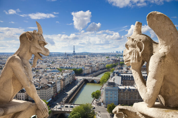 Una vista dei tetti di Parigi dai gargoyle di Notre Dame