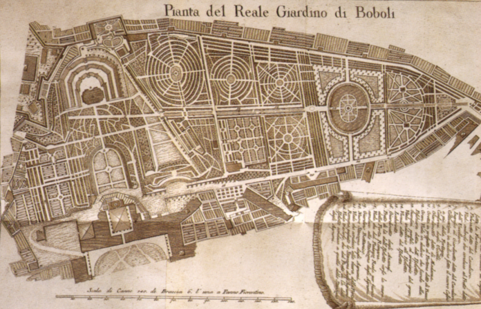 Una planimetria antica dei Giardini di Boboli a Firenze
