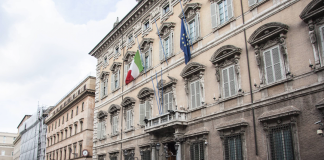 La facciata di Palazzo Madama a Roma, sede del Senato della Repubblica
